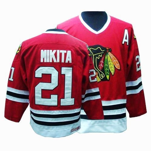 CCM Chicago Blackhawks 21 Stan Mikita Premier Red Throwback Man NHL Jersey