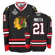 Reebok Chicago Blackhawks 21 Stan Mikita Authentic Black Man NHL Jersey with Stanley Cup Finals