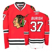 Reebok Chicago Blackhawks 37 Adam Burish Authentic Red Home Man NHL Jersey