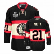 Reebok Chicago Blackhawks 21 Stan Mikita Premier Black New Third Man NHL Jersey with Stanley Cup Finals