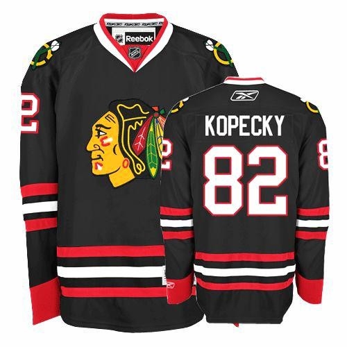 Reebok Chicago Blackhawks 82 Tomas Kopecky Authentic Black Man NHL Jersey