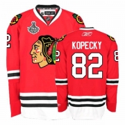 Reebok Chicago Blackhawks 82 Tomas Kopecky Premier Red Home Man NHL Jersey with Stanley Cup Finals
