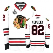 Reebok Chicago Blackhawks 82 Tomas Kopecky Premier White Man NHL Jersey with Stanley Cup Finals