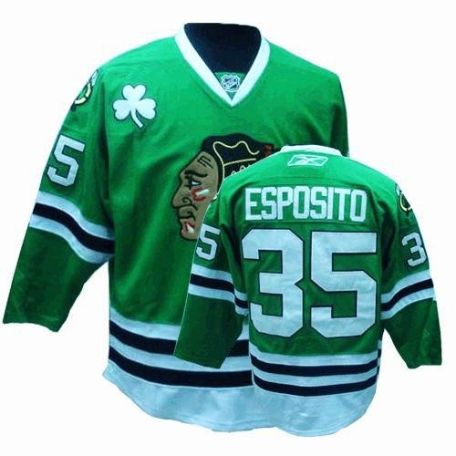 Reebok Chicago Blackhawks 35 Tony Esposito Authentic Green Man NHL Jersey