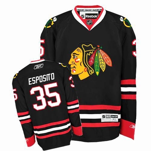 Reebok Chicago Blackhawks 35 Tony Esposito Authentic Black Man NHL Jersey