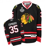 Reebok Chicago Blackhawks 35 Tony Esposito Authentic Black Man NHL Jersey with Stanley Cup Finals