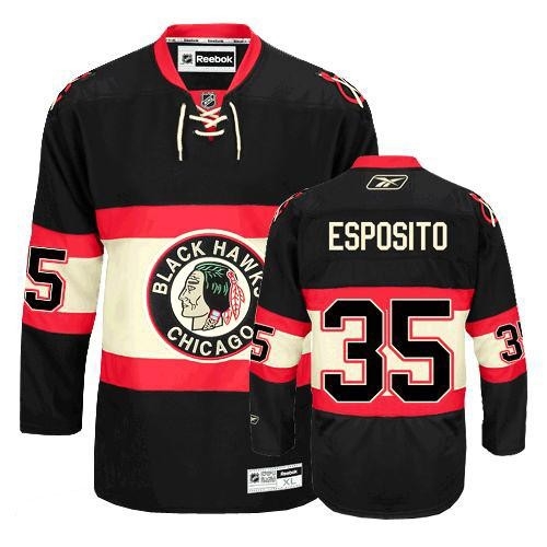 Reebok Chicago Blackhawks 35 Tony Esposito Authentic Black New Third Man NHL Jersey