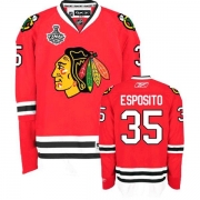 Reebok Chicago Blackhawks 35 Tony Esposito Authentic Red Home Man NHL Jersey with Stanley Cup Finals