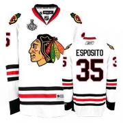 Reebok Chicago Blackhawks 35 Tony Esposito Authentic White Man NHL Jersey with Stanley Cup Finals