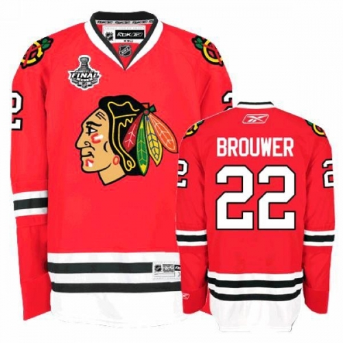 Reebok Chicago Blackhawks 22 Troy Brouwer Authentic Red Home Man NHL Jersey with Stanley Cup Finals