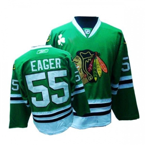 Reebok Chicago Blackhawks 55 Ben Eager Premier Green Man NHL Jersey