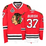 Reebok Chicago Blackhawks 37 Adam Burish Authentic Red Man NHL Jersey with Stanley Cup Finals