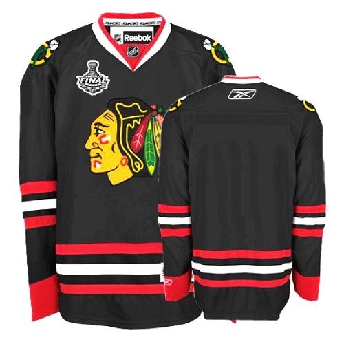 Reebok Chicago Blackhawks Authentic Blank Black Man NHL Jersey with Stanley Cup Finals