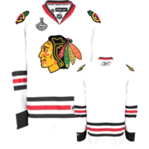 Reebok Chicago Blackhawks Authentic Blank White Man NHL Jersey with Stanley Cup Finals