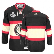 Reebok Chicago Blackhawks Authentic Blank Black New Third Man NHL Jersey with Stanley Cup Finals