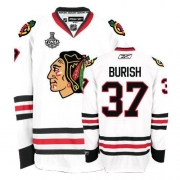 Reebok Chicago Blackhawks 37 Adam Burish Authentic White Man NHL Jersey with Stanley Cup Finals