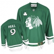 Reebok Chicago Blackhawks 9 Bobby Hull Authentic Green St Patty's Day Man NHL Jersey