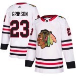 Adidas Chicago Blackhawks 23 Stu Grimson Authentic White Away Youth NHL Jersey