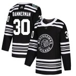 Adidas Chicago Blackhawks 30 Murray Bannerman Authentic Black 2019 Winter Classic Men's NHL Jersey