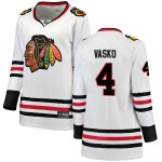 Fanatics Branded Chicago Blackhawks 4 Elmer Vasko White Breakaway Away Women's NHL Jersey