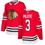 Adidas Chicago Blackhawks 3 Pierre Pilote Authentic Red Men's NHL Jersey