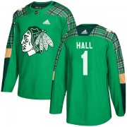 Adidas Chicago Blackhawks 1 Glenn Hall Authentic Green St. Patrick's Day Practice Youth NHL Jersey