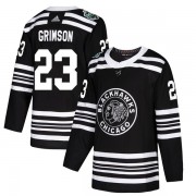 Adidas Chicago Blackhawks 23 Stu Grimson Authentic Black 2019 Winter Classic Men's NHL Jersey