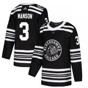 Adidas Chicago Blackhawks 3 Dave Manson Authentic Black 2019 Winter Classic Men's NHL Jersey