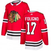 Adidas Chicago Blackhawks 17 Nick Foligno Authentic Red Home Men's NHL Jersey