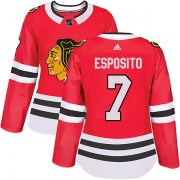 Adidas Chicago Blackhawks 7 Phil Esposito Authentic Red Home Women's NHL Jersey