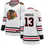 Fanatics Branded Chicago Blackhawks 13 Daniel Carcillo White Breakaway Away Women's NHL Jersey