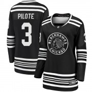 Fanatics Branded Chicago Blackhawks 3 Pierre Pilote Premier Black Breakaway Alternate 2019/20 Women's NHL Jersey