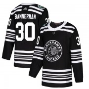 Adidas Chicago Blackhawks 30 Murray Bannerman Authentic Black 2019 Winter Classic Youth NHL Jersey