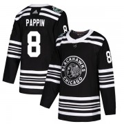 Adidas Chicago Blackhawks 8 Jim Pappin Authentic Black 2019 Winter Classic Youth NHL Jersey