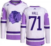 Adidas Chicago Blackhawks 71 Taylor Hall Authentic Hockey Fights Cancer Men's NHL Jersey