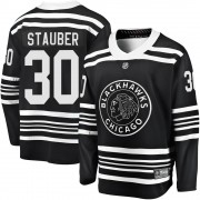Fanatics Branded Chicago Blackhawks 30 Jaxson Stauber Premier Black Breakaway Alternate 2019/20 Youth NHL Jersey
