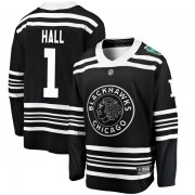 Fanatics Branded Chicago Blackhawks 1 Glenn Hall Black 2019 Winter Classic Breakaway Youth NHL Jersey