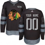 Chicago Blackhawks 00 Custom Authentic Black Custom 1917-2017 100th Anniversary Men's NHL Jersey