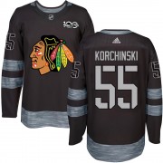 Chicago Blackhawks 55 Kevin Korchinski Authentic Black 1917-2017 100th Anniversary Men's NHL Jersey