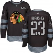 Chicago Blackhawks 23 Philipp Kurashev Authentic Black 1917-2017 100th Anniversary Men's NHL Jersey