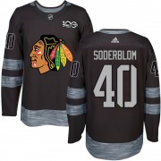 Chicago Blackhawks 40 Arvid Soderblom Authentic Black 1917-2017 100th Anniversary Men's NHL Jersey