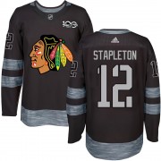 Chicago Blackhawks 12 Pat Stapleton Authentic Black 1917-2017 100th Anniversary Men's NHL Jersey