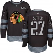 Chicago Blackhawks 27 Darryl Sutter Authentic Black 1917-2017 100th Anniversary Men's NHL Jersey