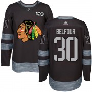 Chicago Blackhawks 30 ED Belfour Authentic Black 1917-2017 100th Anniversary Youth NHL Jersey