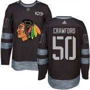 Chicago Blackhawks 50 Corey Crawford Authentic Black 1917-2017 100th Anniversary Youth NHL Jersey