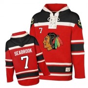 Chicago Blackhawks 7 Brent Seabrook Premier Red Old Time Hockey Sawyer Hooded Sweatshirt