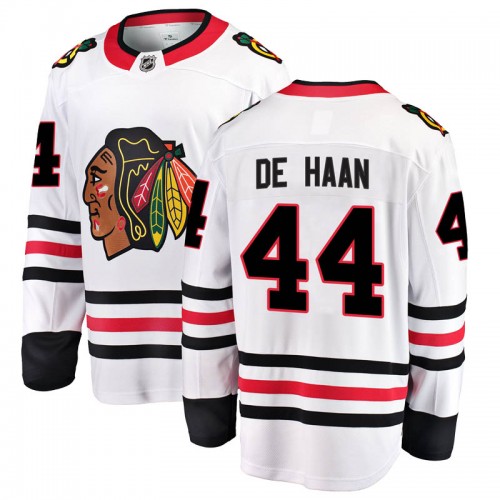Fanatics Branded Chicago Blackhawks 44 Calvin de Haan White Breakaway Away Men's NHL Jersey