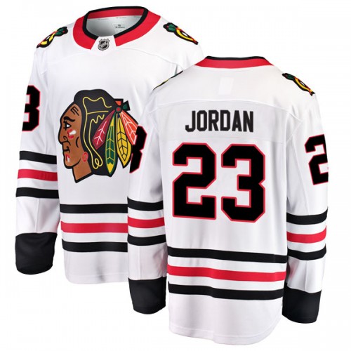 Fanatics Branded Chicago Blackhawks 23 Michael Jordan White Breakaway Away Men's NHL Jersey