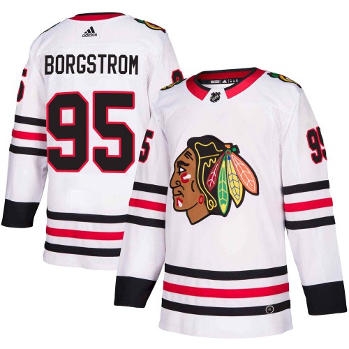 Adidas Chicago Blackhawks 95 Henrik Borgstrom Authentic White Away Youth NHL Jersey