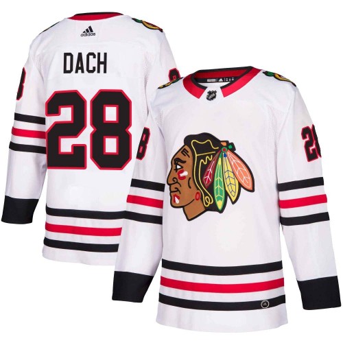 Adidas Chicago Blackhawks 28 Colton Dach Authentic White Away Youth NHL Jersey